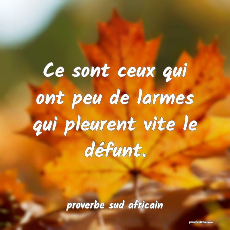 Ce sont ceux qui ont peu de larmes qui pleurent vite le défunt.