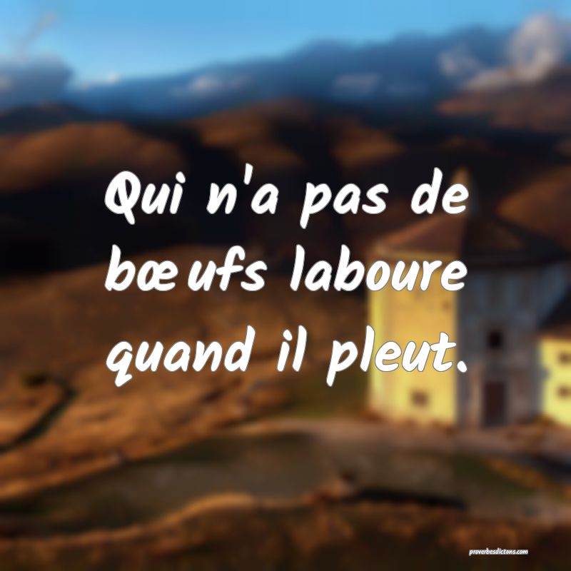 Qui n'a pas de bœufs laboure quand il pleut.
