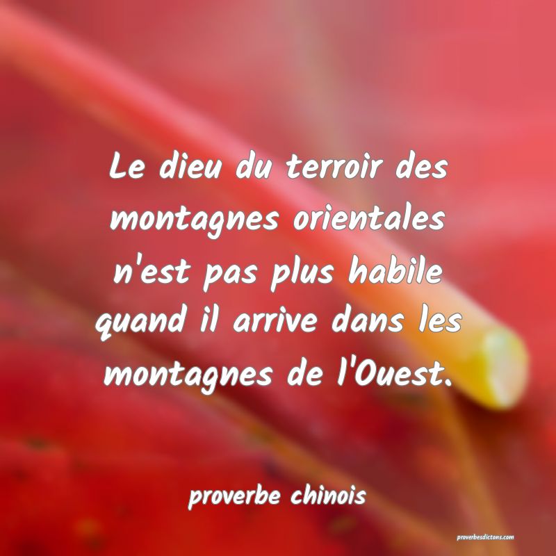  Le dieu du terroir des montagnes orientales n'est pas plus habile quand il arrive dans les montagnes de l'Ouest.
