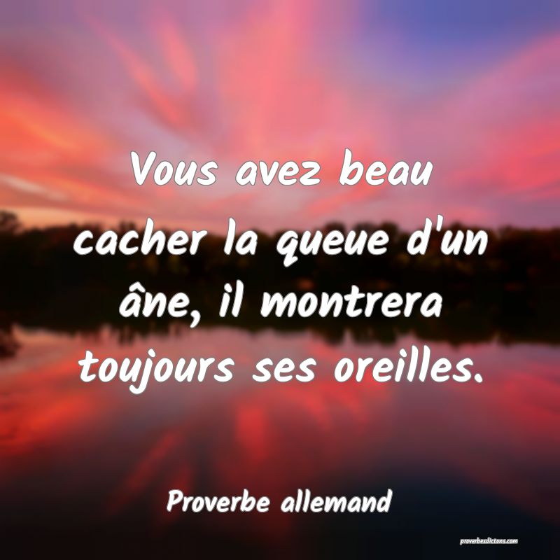 Vous avez beau cacher la queue d'un âne, il montrera toujours ses oreilles.