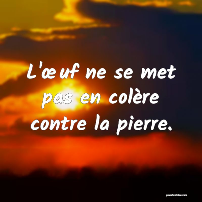 L'œuf ne se met pas en colère contre la pierre.