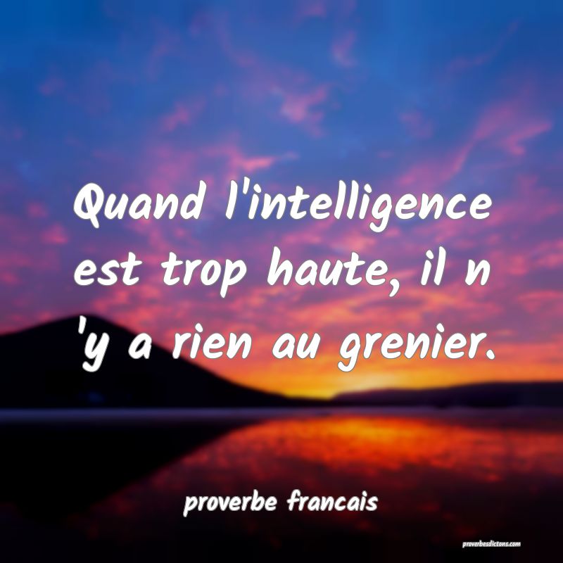 Quand l'intelligence est trop haute, il n 'y a rien au grenier.