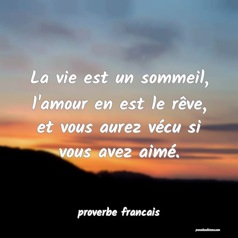  La vie est un sommeil, l'amour en est le rêve, et vous aurez vécu si vous avez aimé.