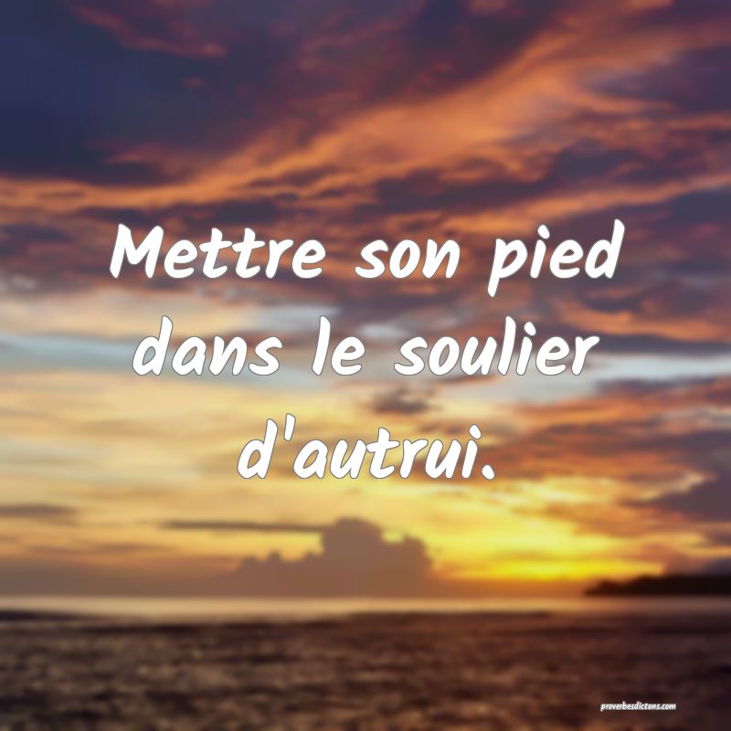 Mettre son pied dans le soulier d'autrui.