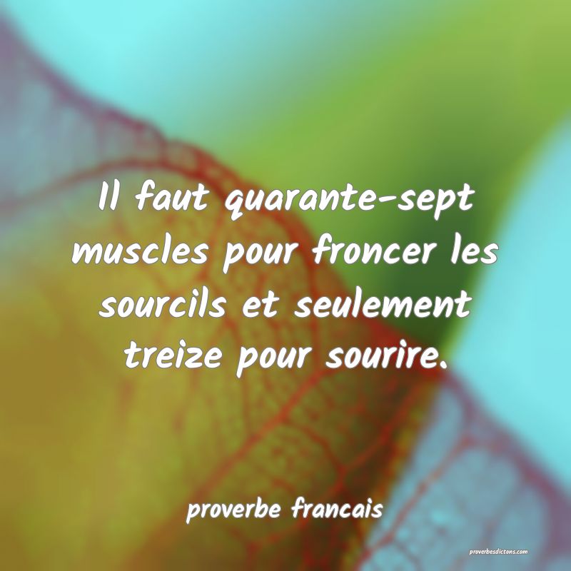  Il faut quarante-sept muscles pour froncer les sourcils et seulement treize pour sourire.