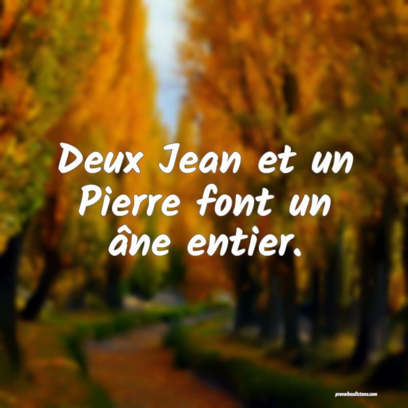Deux Jean et un Pierre font un âne entier.