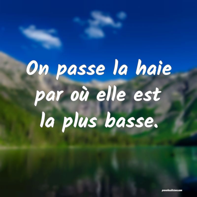 On passe la haie par où elle est la plus basse.
