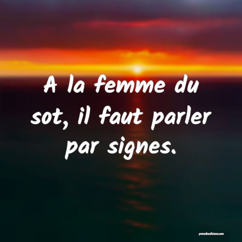A la femme du sot, il faut parler par signes.