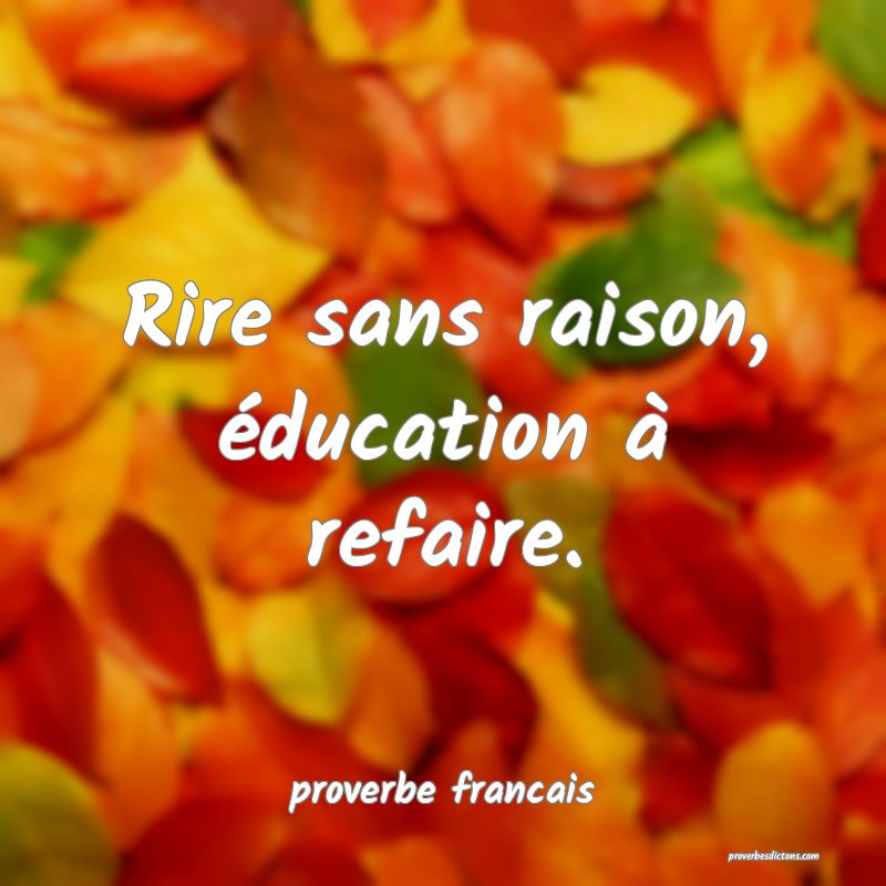  Rire sans raison, éducation à refaire.