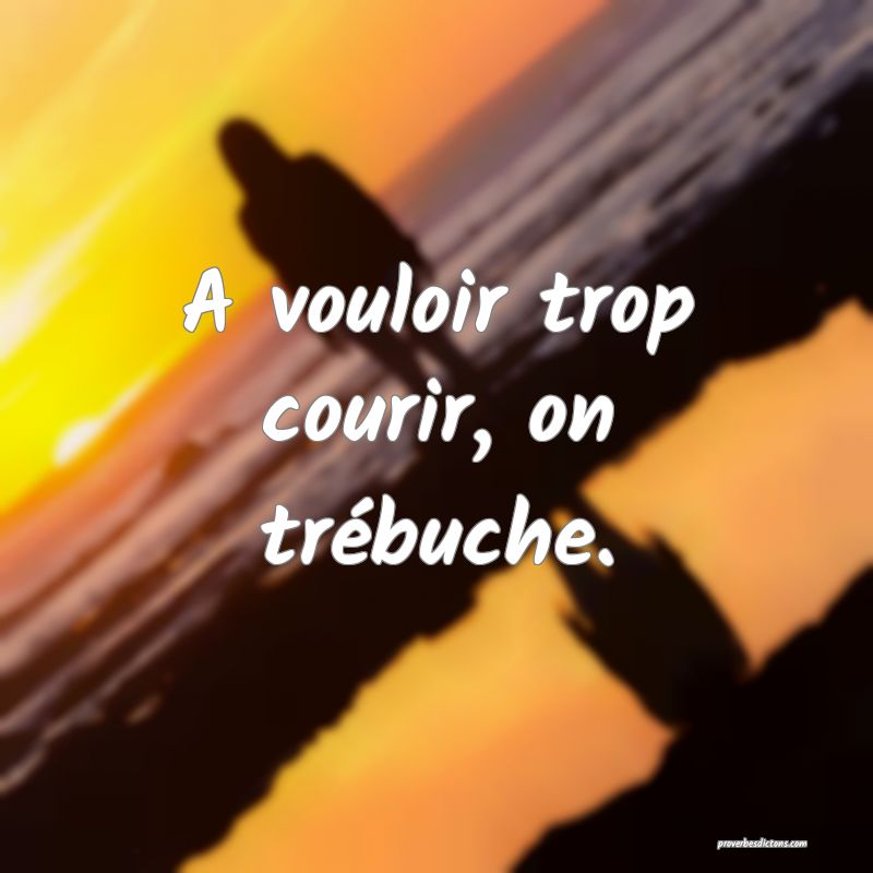 A vouloir trop courir, on trébuche.