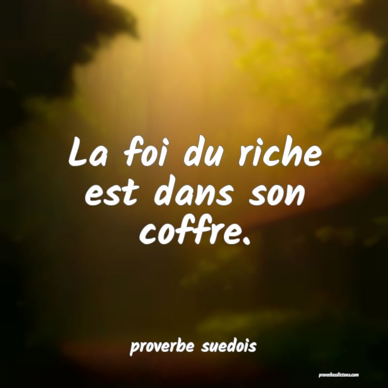  La foi du riche est dans son coffre.