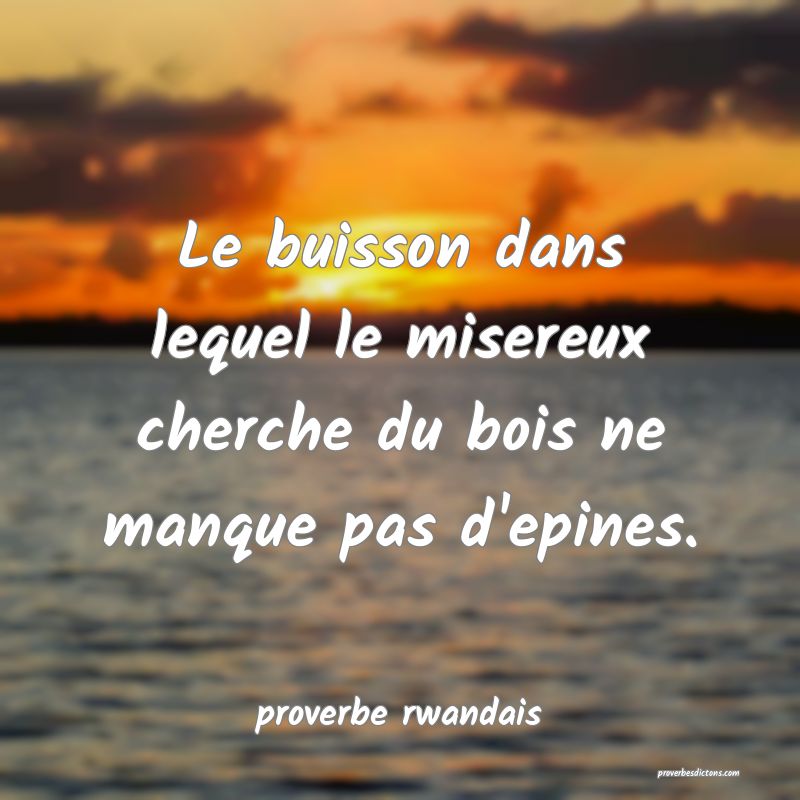 Le buisson dans lequel le misereux cherche du bois ne manque pas d'epines.