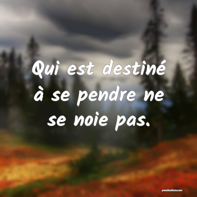 Qui est destiné à se pendre ne se noie pas.