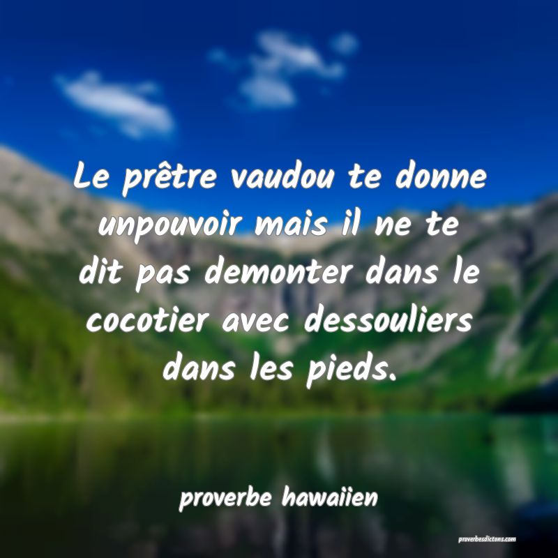 Le prêtre vaudou te donne unpouvoir mais il ne te dit pas demonter dans le cocotier avec dessouliers dans les pieds.