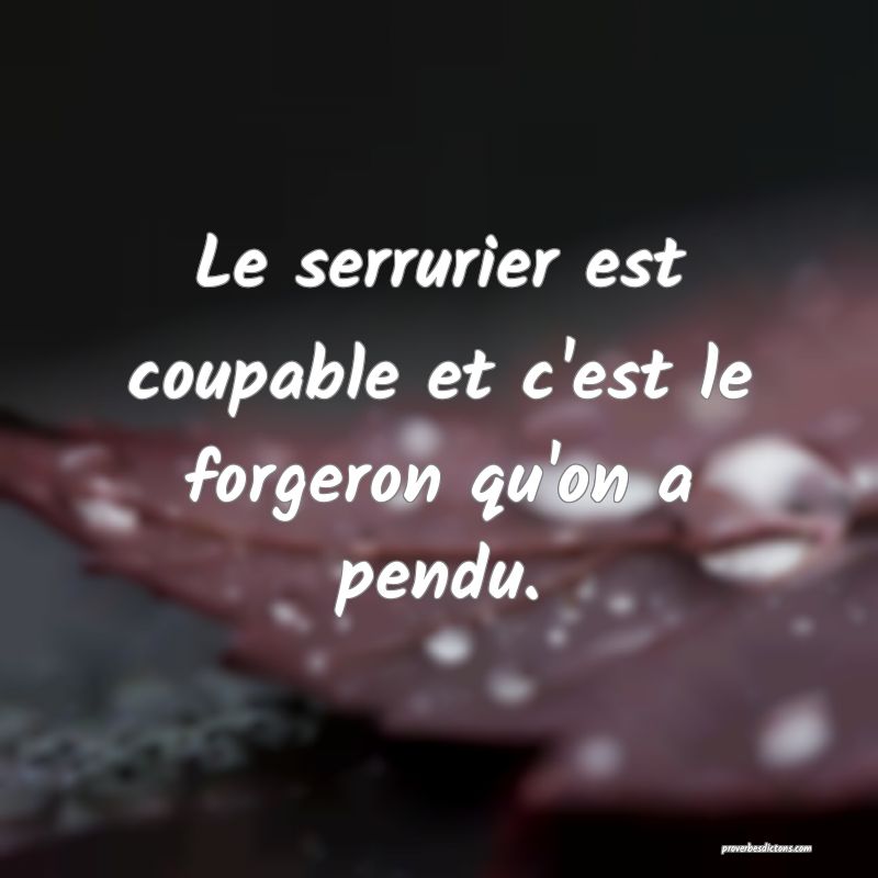 Le serrurier est coupable et c'est le forgeron qu'on a pendu.