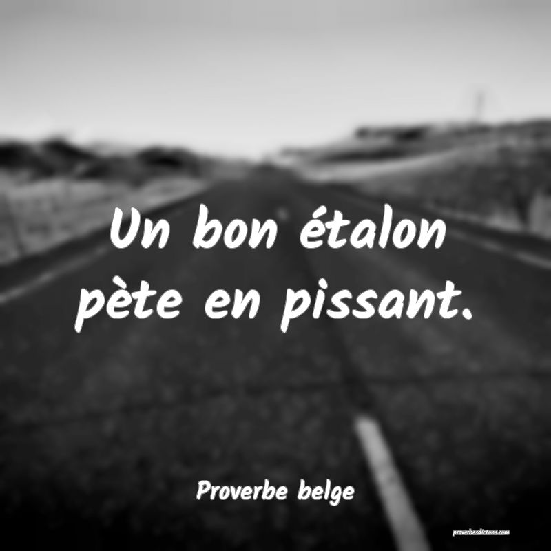 Un bon étalon pète en pissant.