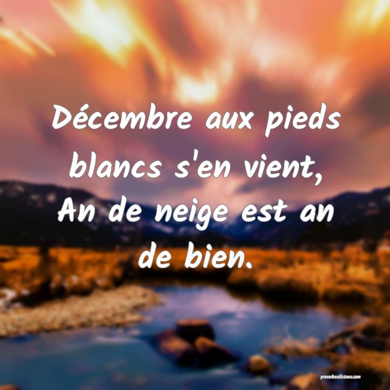 Décembre aux pieds blancs s'en vient,
An de neige est an de bien.