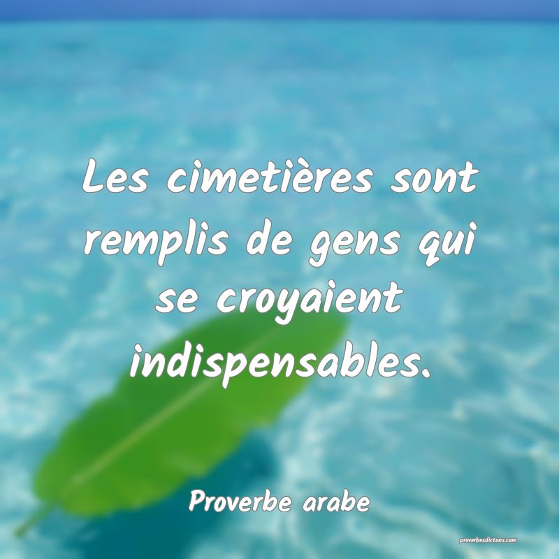 Les cimetières sont remplis de gens qui se croyaient indispensables.