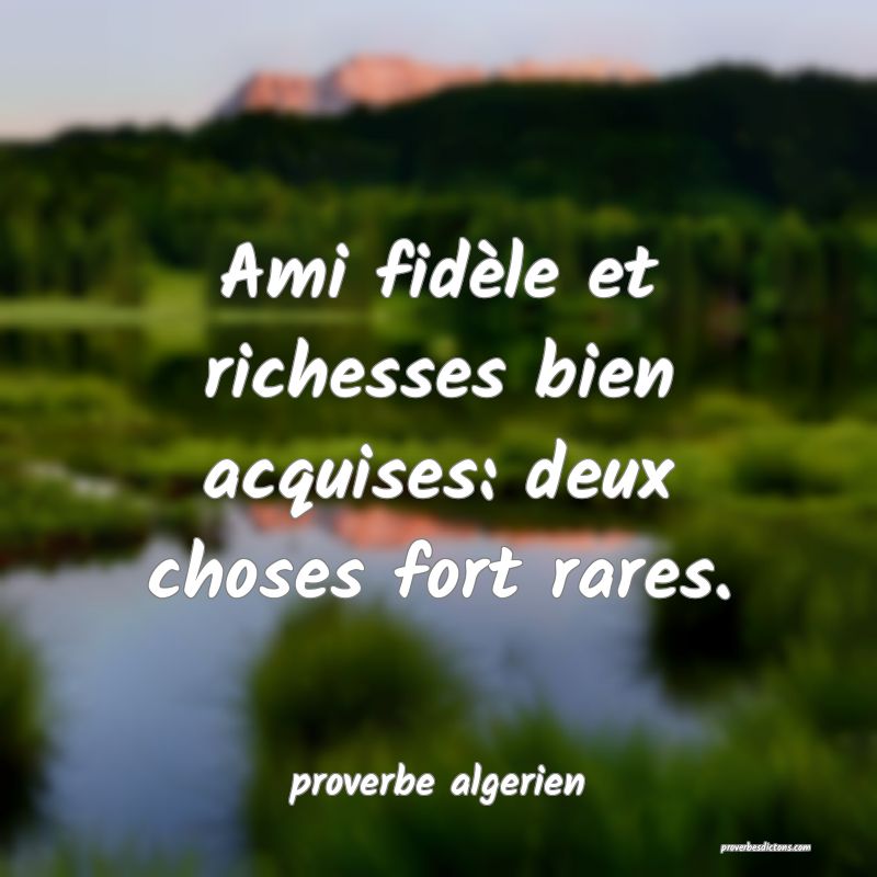 Ami fidèle et richesses bien acquises: deux choses fort rares.