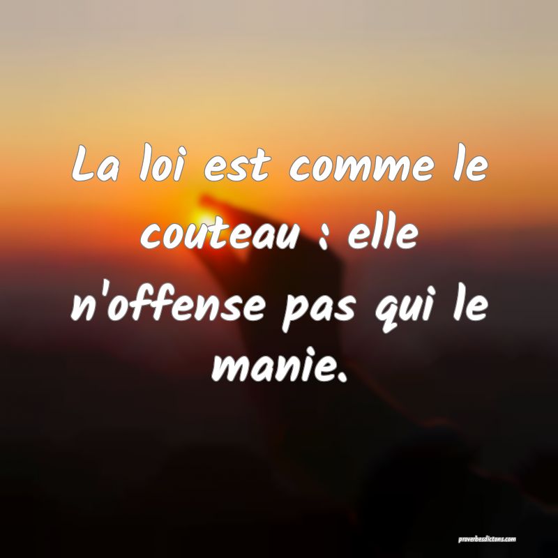 La loi est comme le couteau : elle n'offense pas qui le manie.