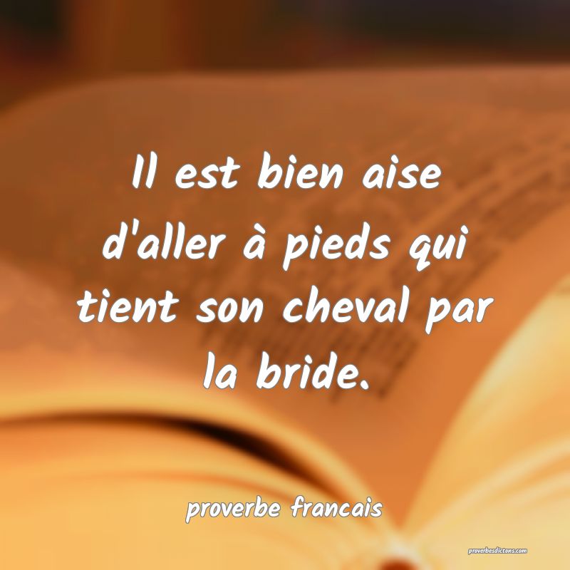 Il est bien aise d'aller à pieds qui tient son cheval par la bride.