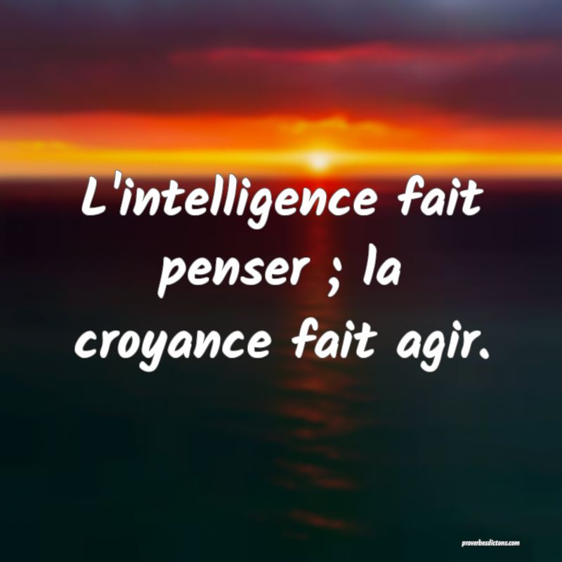 L'intelligence fait penser ; la croyance fait agir.