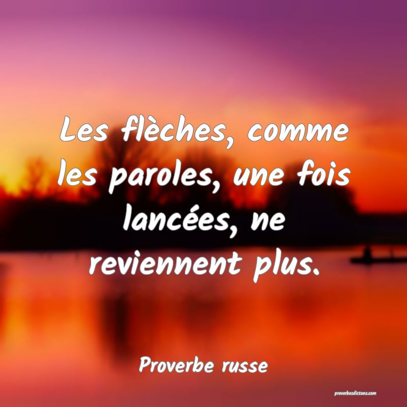 Les flèches, comme les paroles, une fois lancées, ne reviennent plus.
