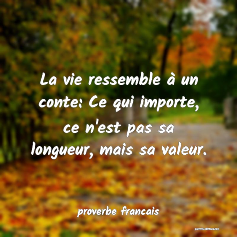La vie ressemble à un conte: Ce qui importe, ce n'est pas sa longueur, mais sa valeur.