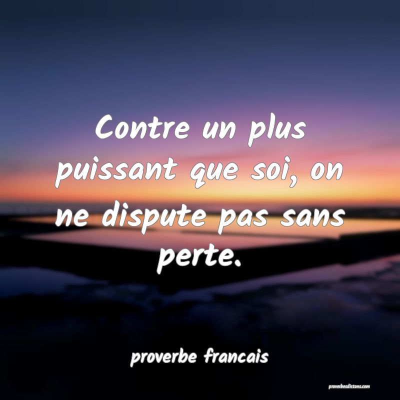 Contre un plus puissant que soi, on ne dispute pas sans perte.