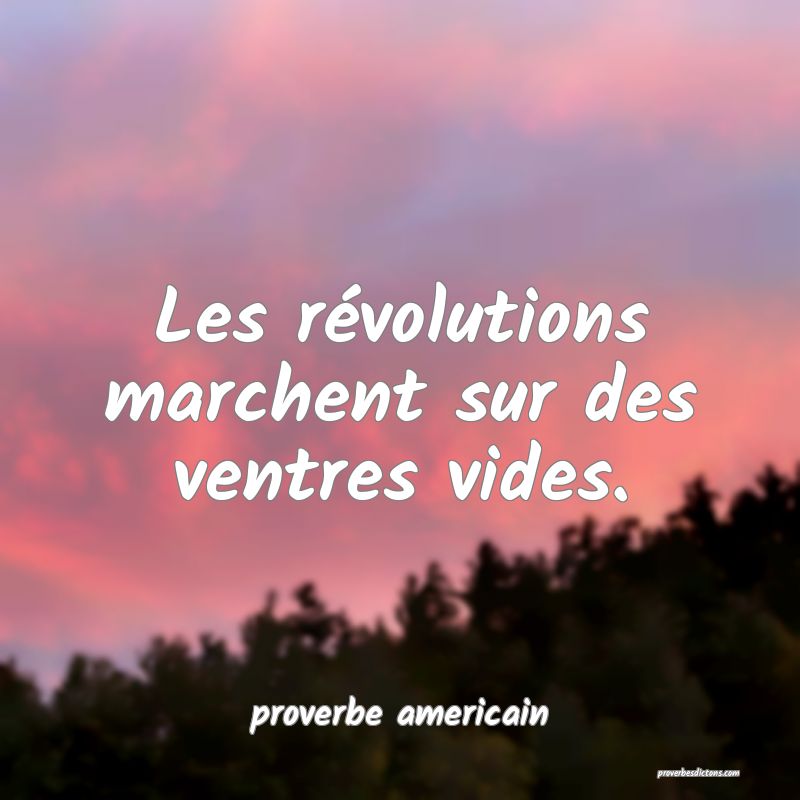 Les révolutions marchent sur des ventres vides.