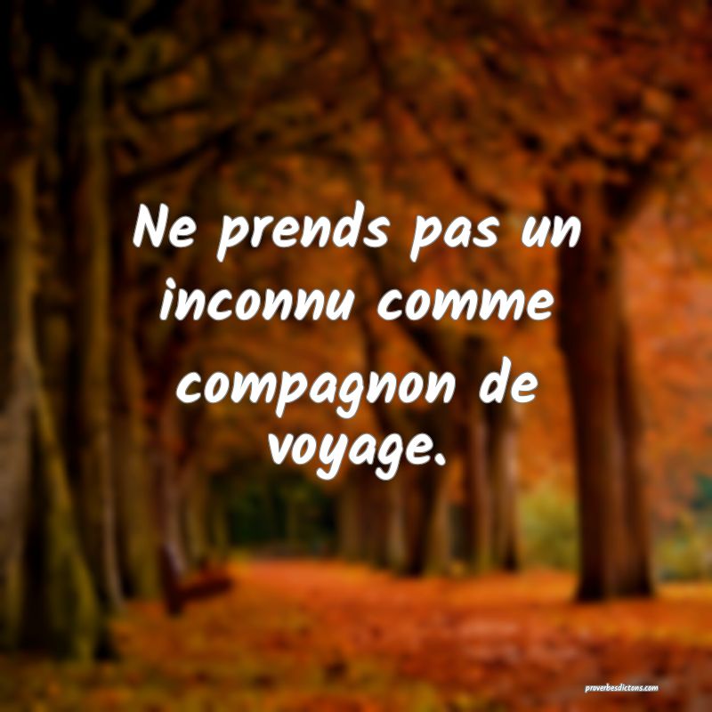Ne prends pas un inconnu comme compagnon de voyage.