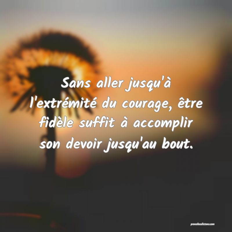 Sans aller jusqu'à l'extrémité du courage, être fidèle suffit à accomplir son devoir jusqu'au bout.
