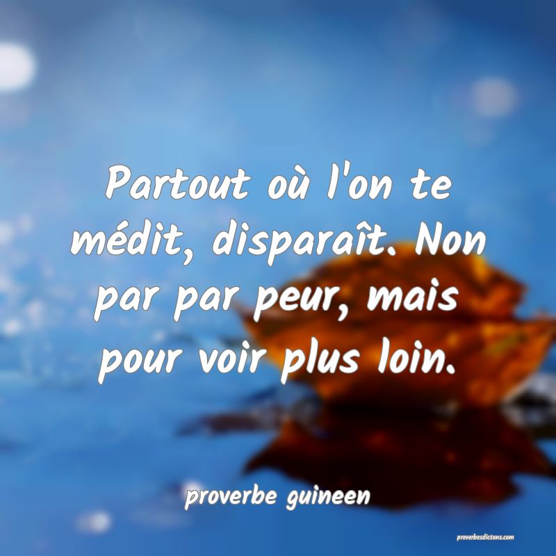 Partout où l'on te médit, disparaît. Non par par peur, mais pour voir plus loin.