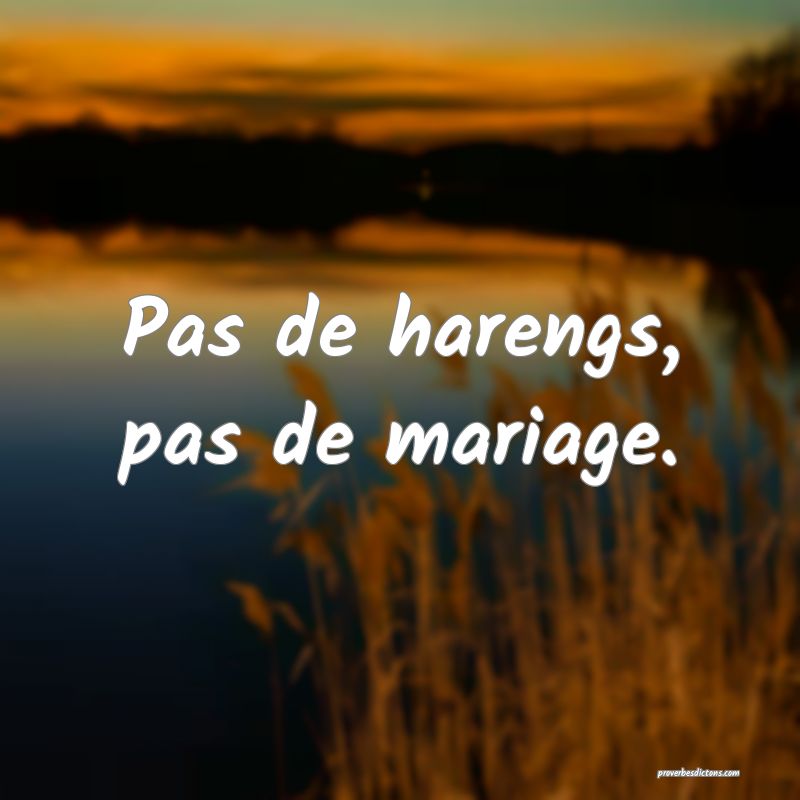 Pas de harengs, pas de mariage.