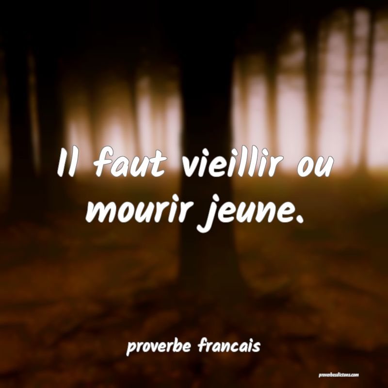Il faut vieillir ou mourir jeune.