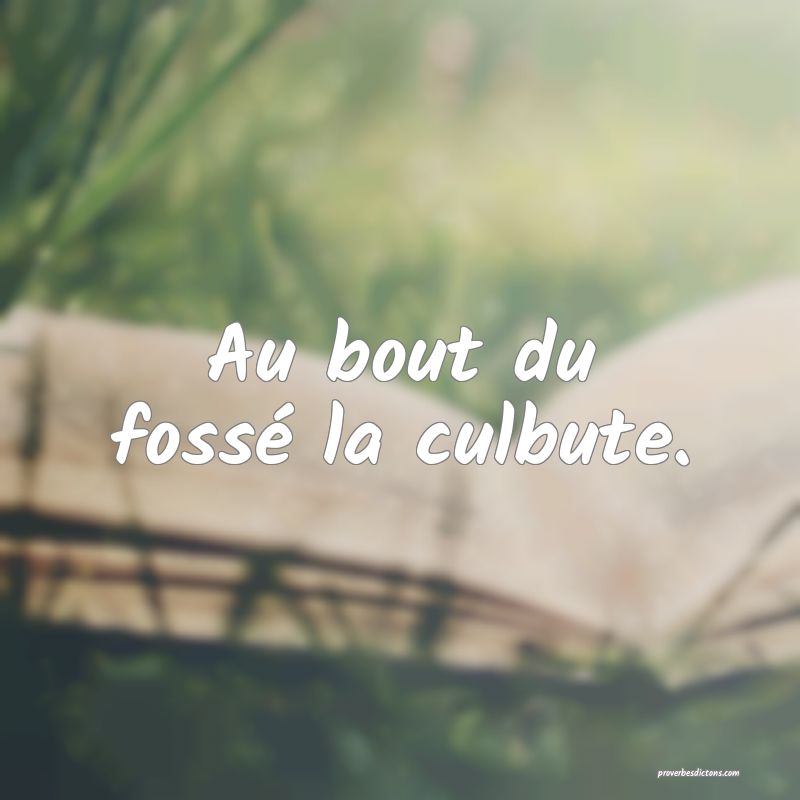 Au bout du fossé la culbute.