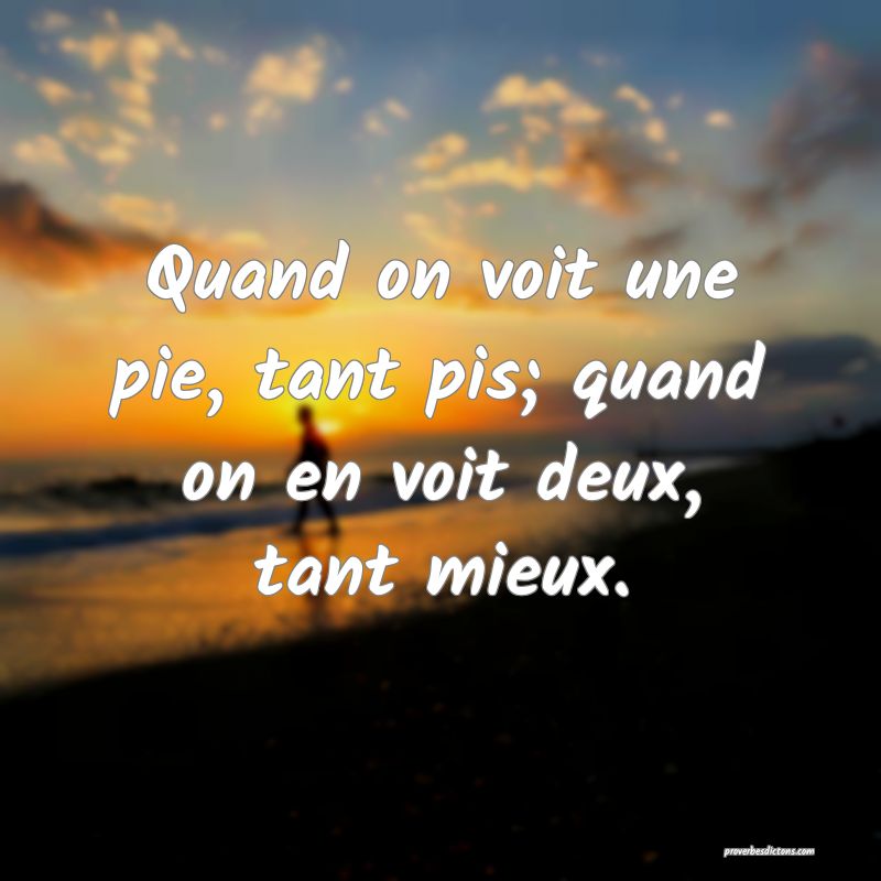 Quand on voit une pie, tant pis; quand on en voit deux, tant mieux.