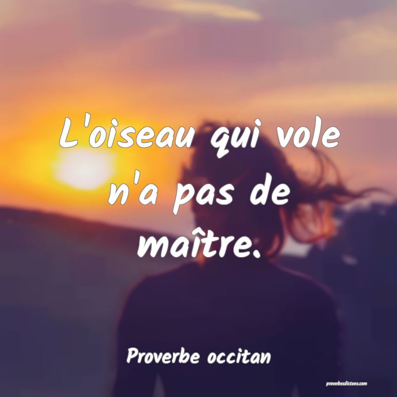 L'oiseau qui vole n'a pas de maître.