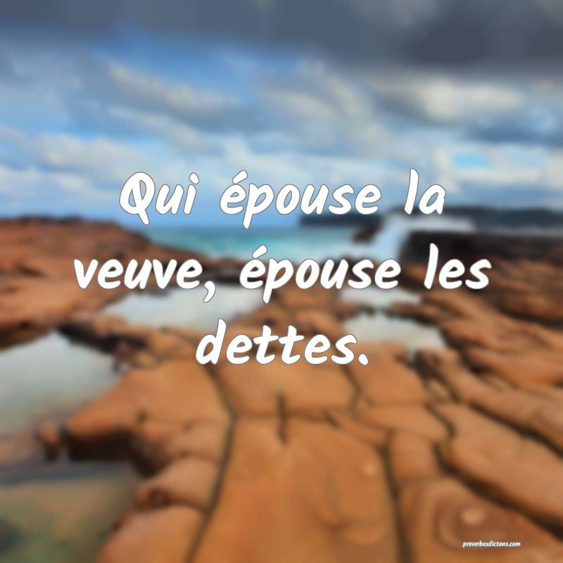 Qui épouse la veuve, épouse les dettes.