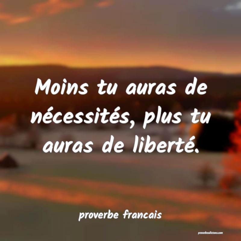 Moins tu auras de nécessités, plus tu auras de liberté.