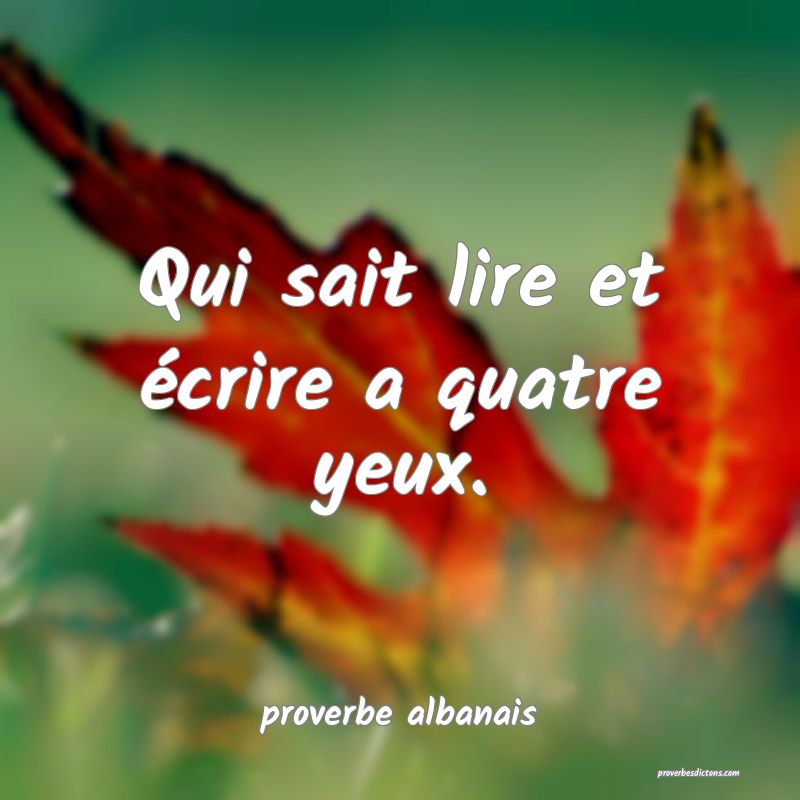  Qui sait lire et écrire a quatre yeux.