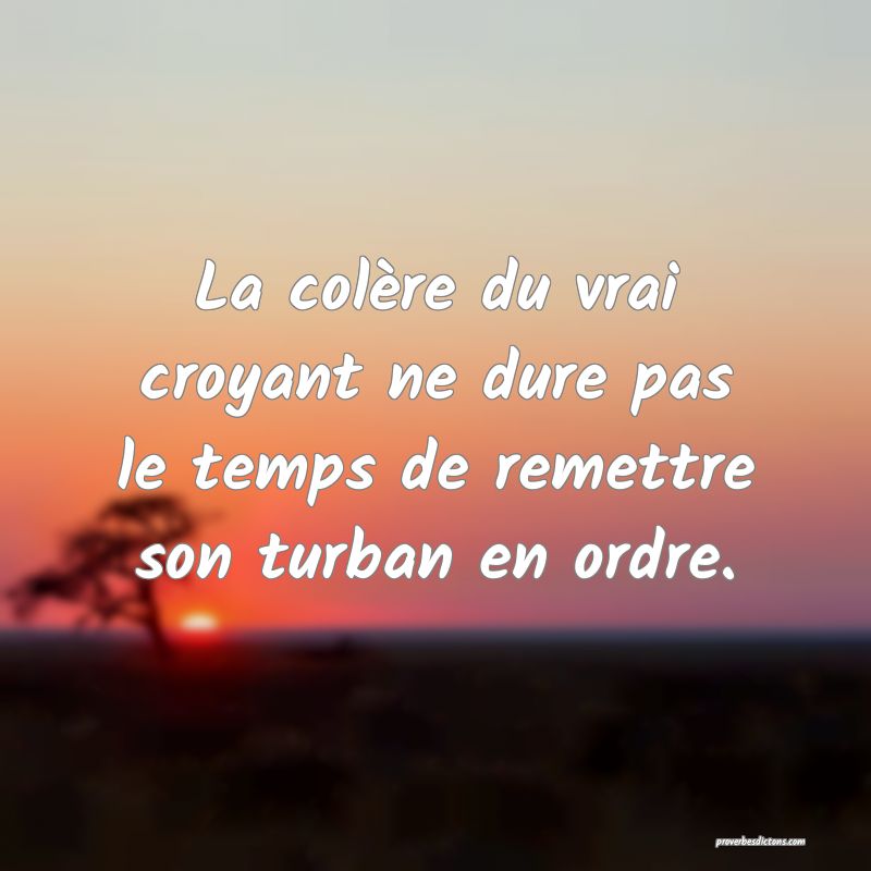 La colère du vrai croyant ne dure pas le temps de remettre son turban en ordre.