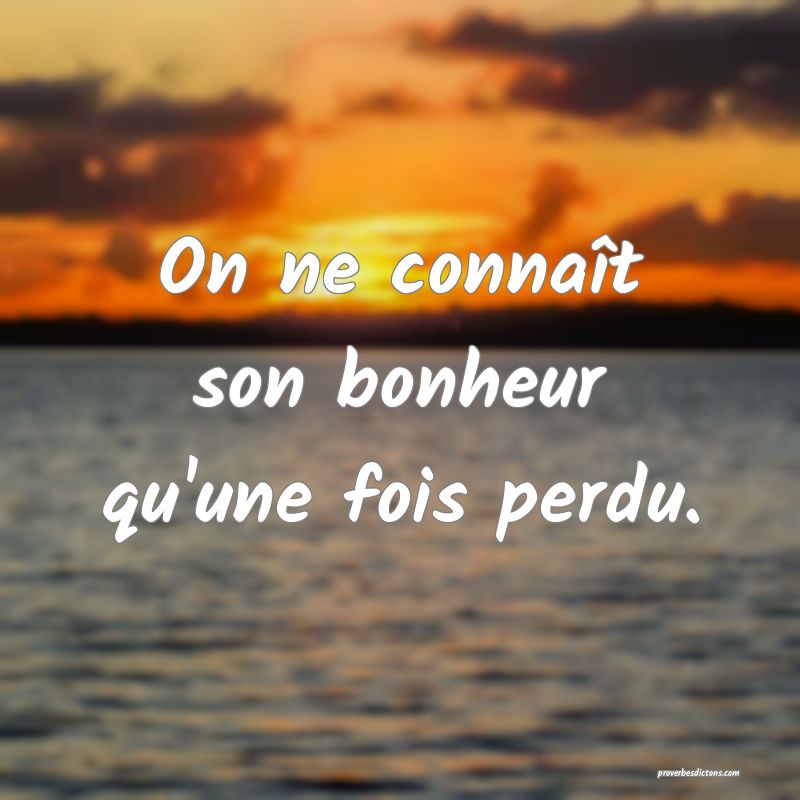 On ne connaît son bonheur qu'une fois perdu.