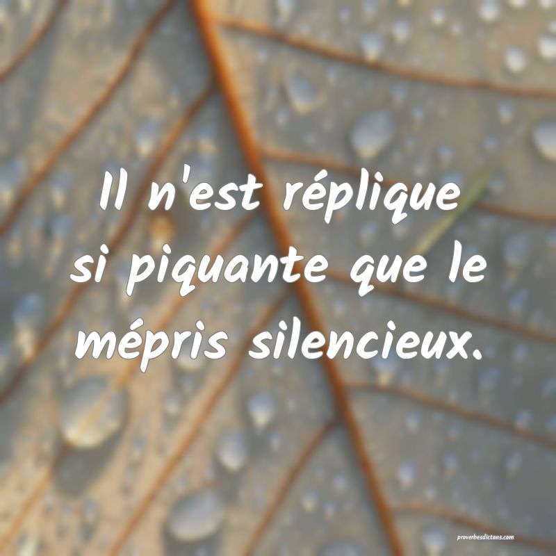 Il n'est réplique si piquante que le mépris silencieux.