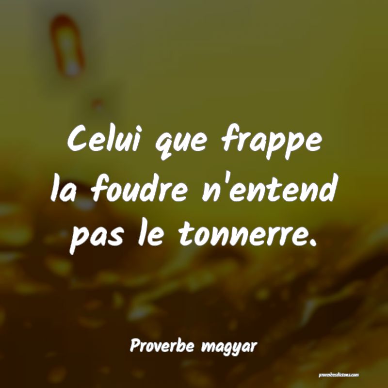Celui que frappe la foudre n'entend pas le tonnerre.