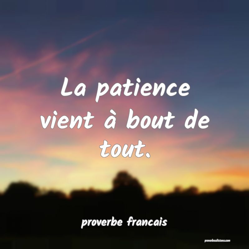 La patience vient à bout de tout.
