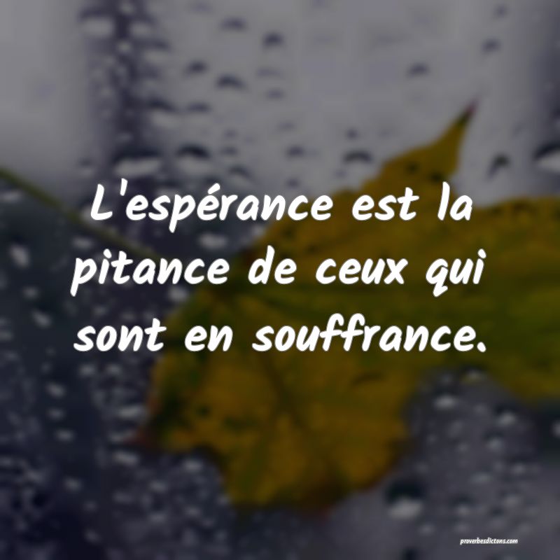 L'espérance est la pitance de ceux qui sont en souffrance.