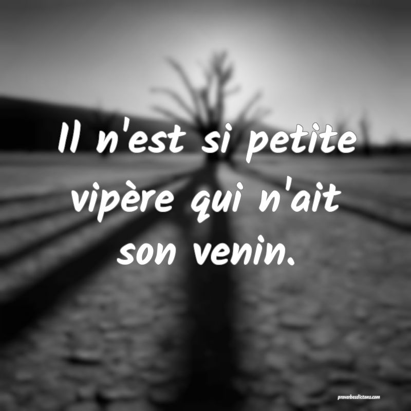 Il n'est si petite vipère qui n'ait son venin.