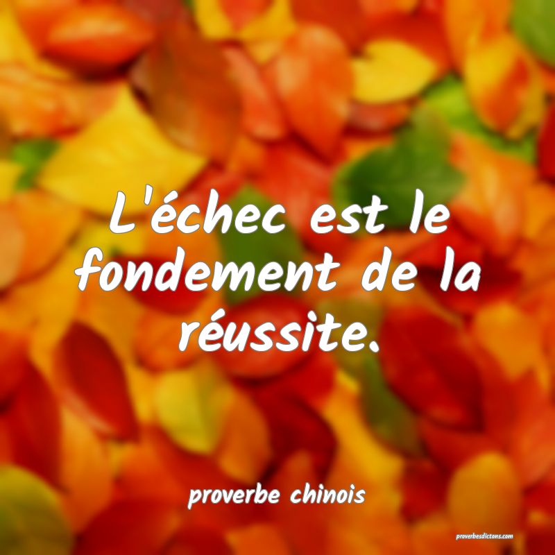 L'échec est le fondement de la réussite.