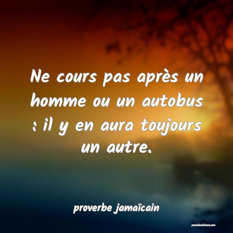  Ne cours pas après un homme ou un autobus : il y en aura toujours un autre.